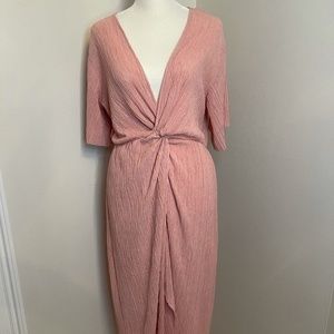 Dusty Pink Twist Front Short Sleeve Dress